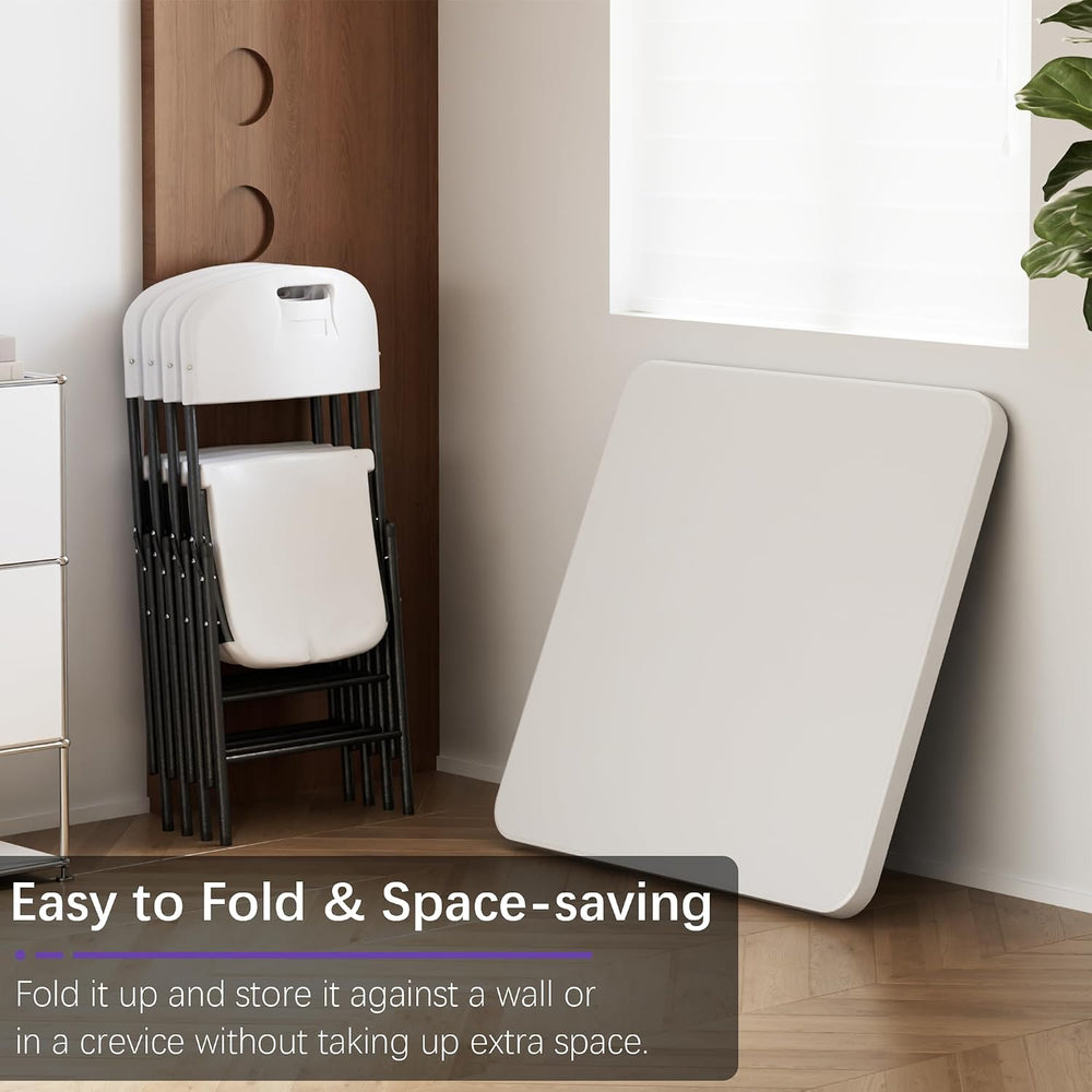 VECELO Folding Card Table Square and Chairs Set, Collapsible Legs & Porta...