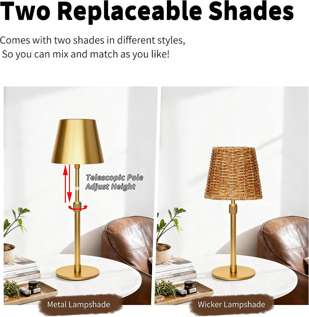 Mr.White Outdoor Waterproof Rechargeable Cordless Table Lamp with Telescopic ...