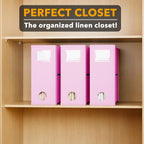 SpaceAid 3 Pack Bed Sheet Organizers and Storage, Foldable Sheet Organizer for Linen Closet, Set Folder Keeper with Window XL (Queen & King Size) Bedding Container (Pink, 3 Pack)