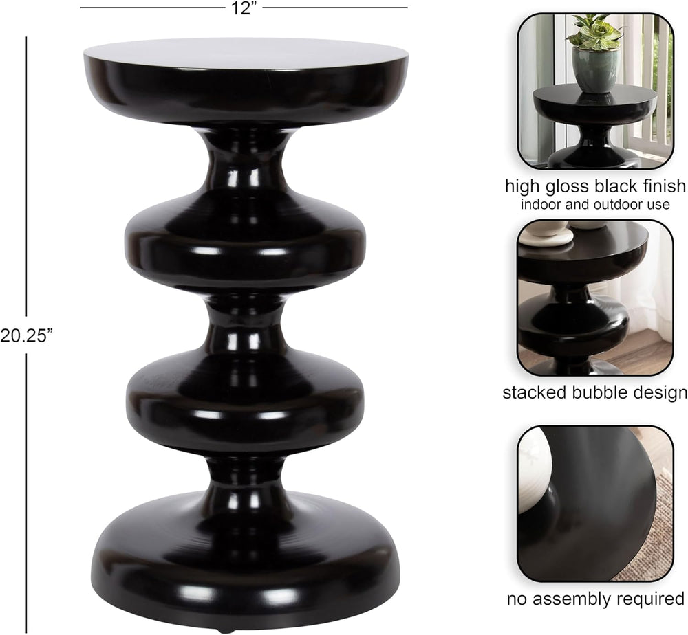Kate and Laurel Fondi Modern Metal Round Side Table, 12 x 12 x 21, Black, Dor...