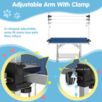 Lyromix 46''Large Dog Grooming Table, Adjustable Cat Drying Desktop with Arms, Nooses, Mesh Tray, Foldable Pet Station at Home, Maximum Capacity Up to 330Lb, 46inch, Blue