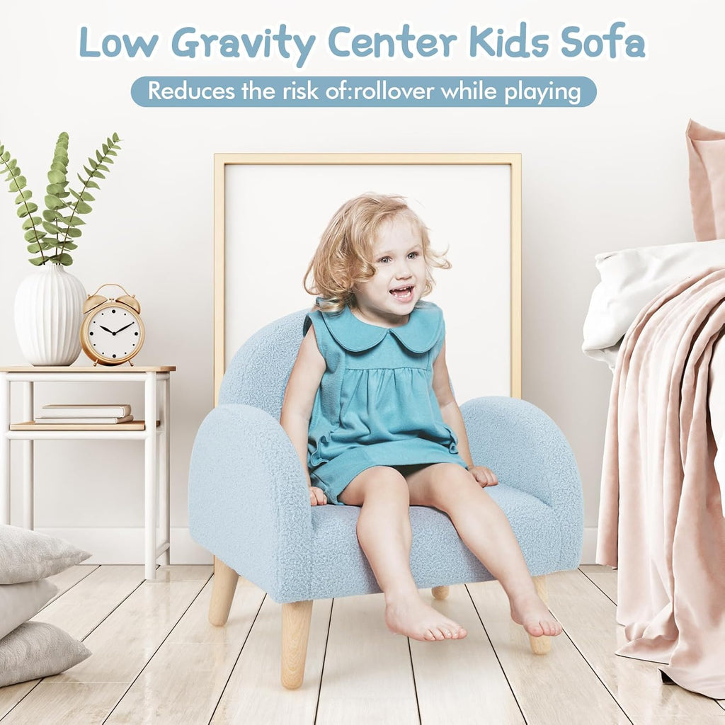 INFANS Kids Sofa, Toddler Armchair with Solid Wooden Frame Anti-Tipping Design Plush Fabric, Upholstered Children Chair for Kindergarten Playroom Preschool, Gift for Boys Girls, Toddler Couch