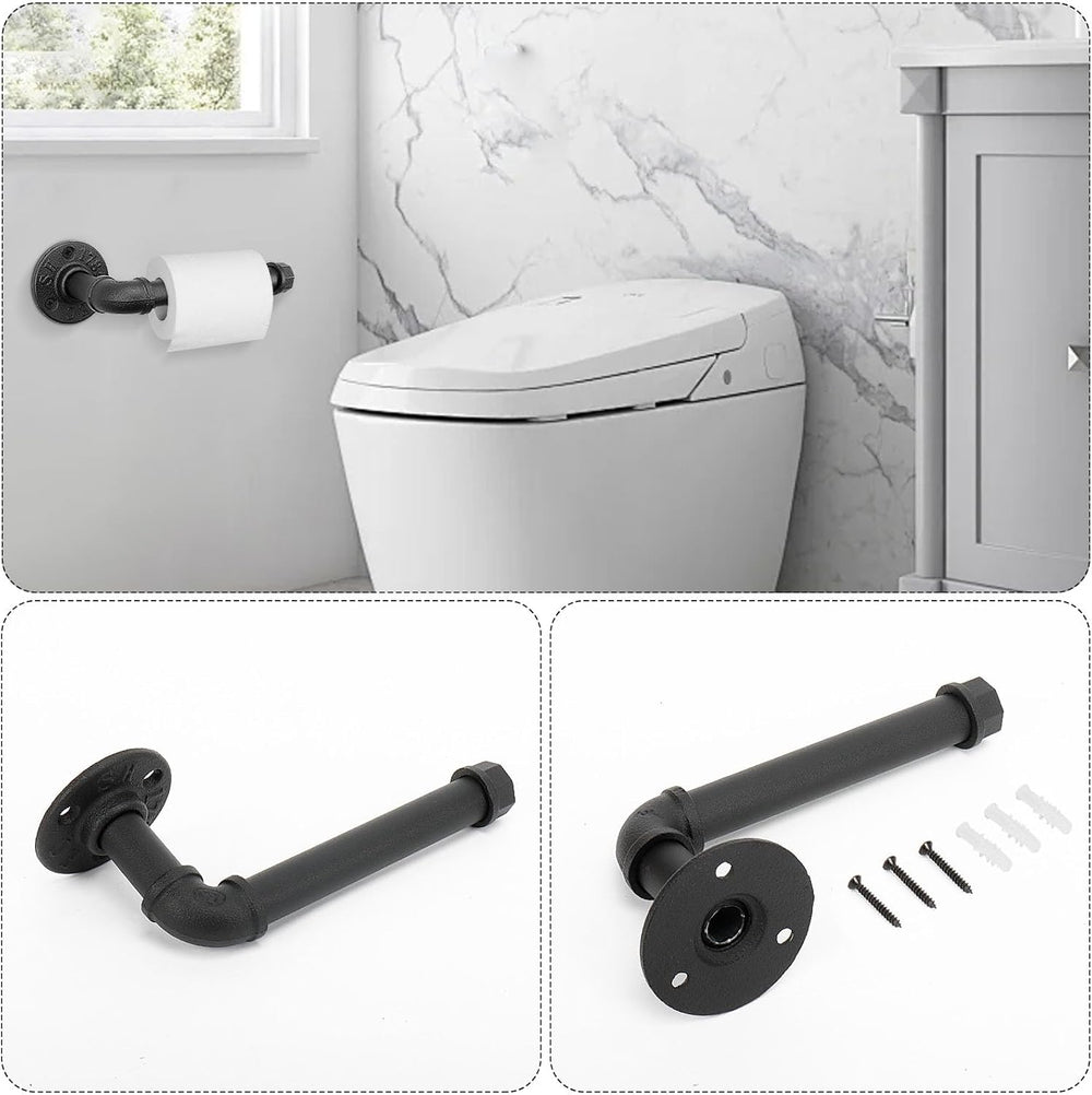4-Pieces Industrial Pipe Bathroom Towel Ring Kit DIY Wall Mount Accessories K...