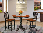 East West Furniture TRCH3-BLK-W 3 Piece Counter Height Dining Table Set Contains a Round Wooden Table and 2 Kitchen Dining Chairs, 42x42 Inch, Black & Cherry