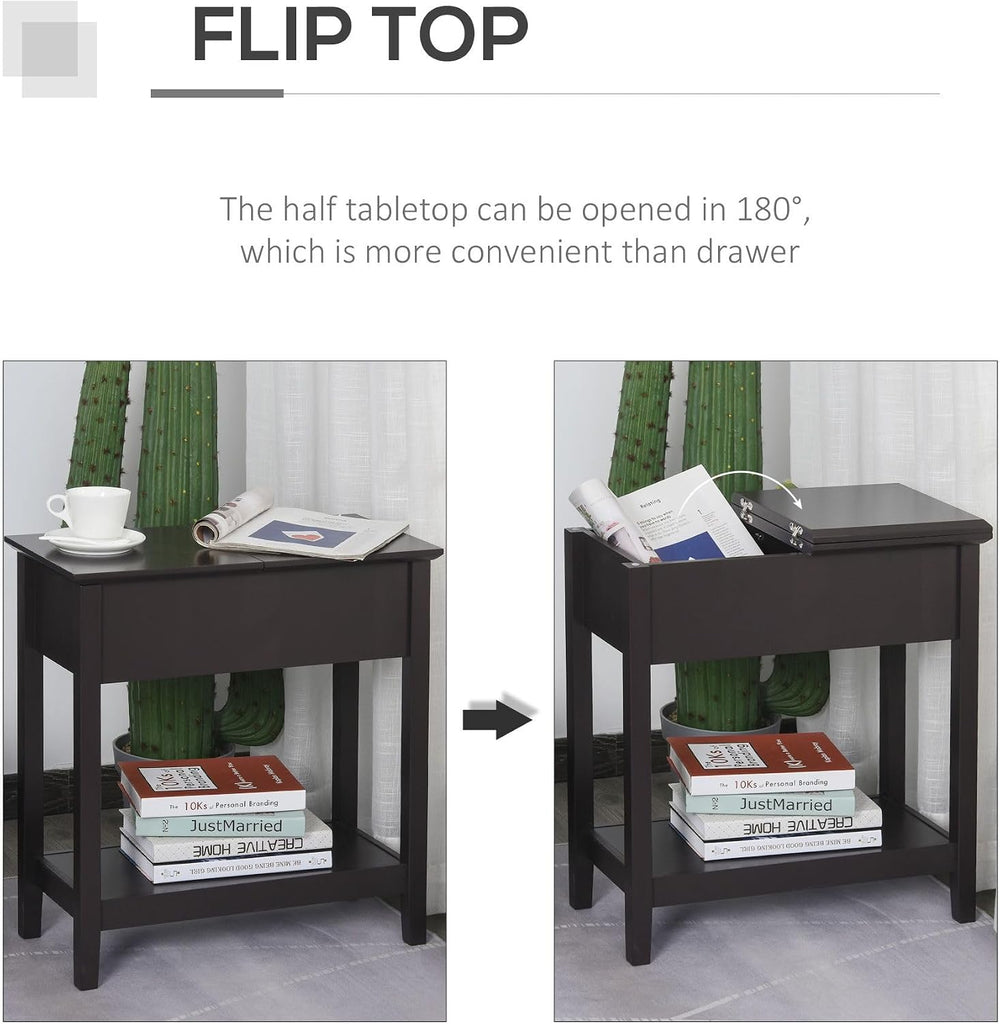 Hinge Cabinet End Table 24x18x30 possessing Bottom Shelf Durable Base Coffee ...