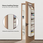 Univivi 6-Shelf Over Door Hanging Organizer Fabric Baby Door Storage with 5 Large Pockets and 3 Small PVC Pockets Wall Mount Hanging Storage Organizers for Baby Essential (Beige)