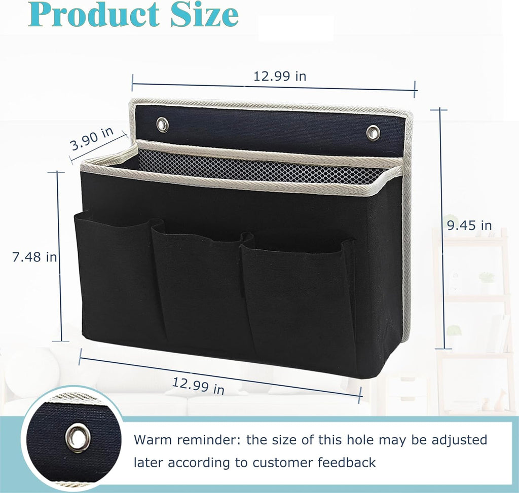Wall Hanging Organizer Bag/Hanging Baskets with Large Mesh Compartment & 3 Pockets，Over the Door Organizer Space Saving Storage for Bedroom,RV Camper, Closet (Black-1pack)