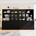 TUSY 71" Bookshelf Bookcase, 3-Tier Modern Bookshelves 3 Large Drawer, Wood Filing Cabinet with Open Storage Shelf, Glass Doors 5-Tier Fixed Storage Shelves for Home Office (Black)