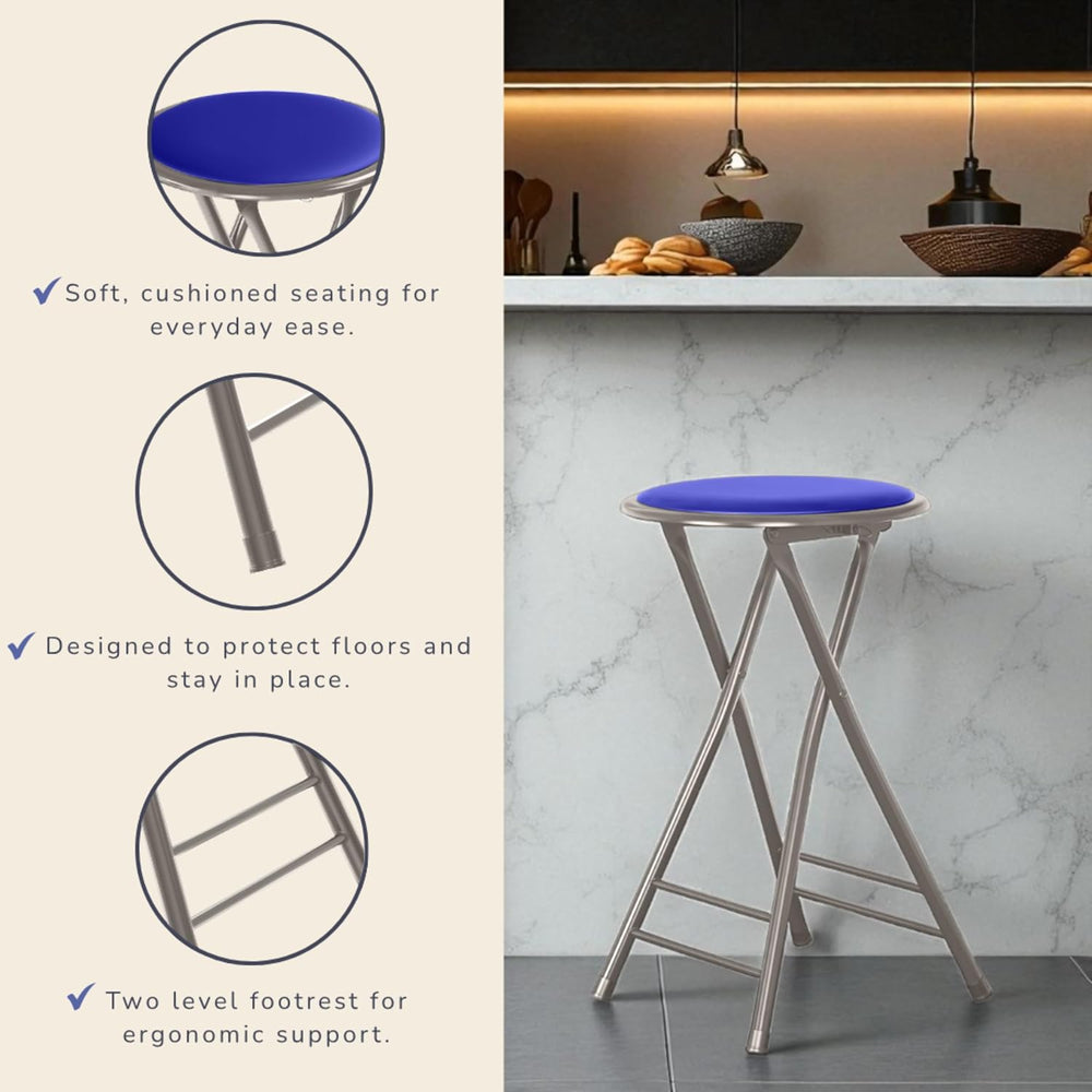 Lavish Home Folding Stool - Set of 2 Counter Height Bar Stools – 24-Inch Back...