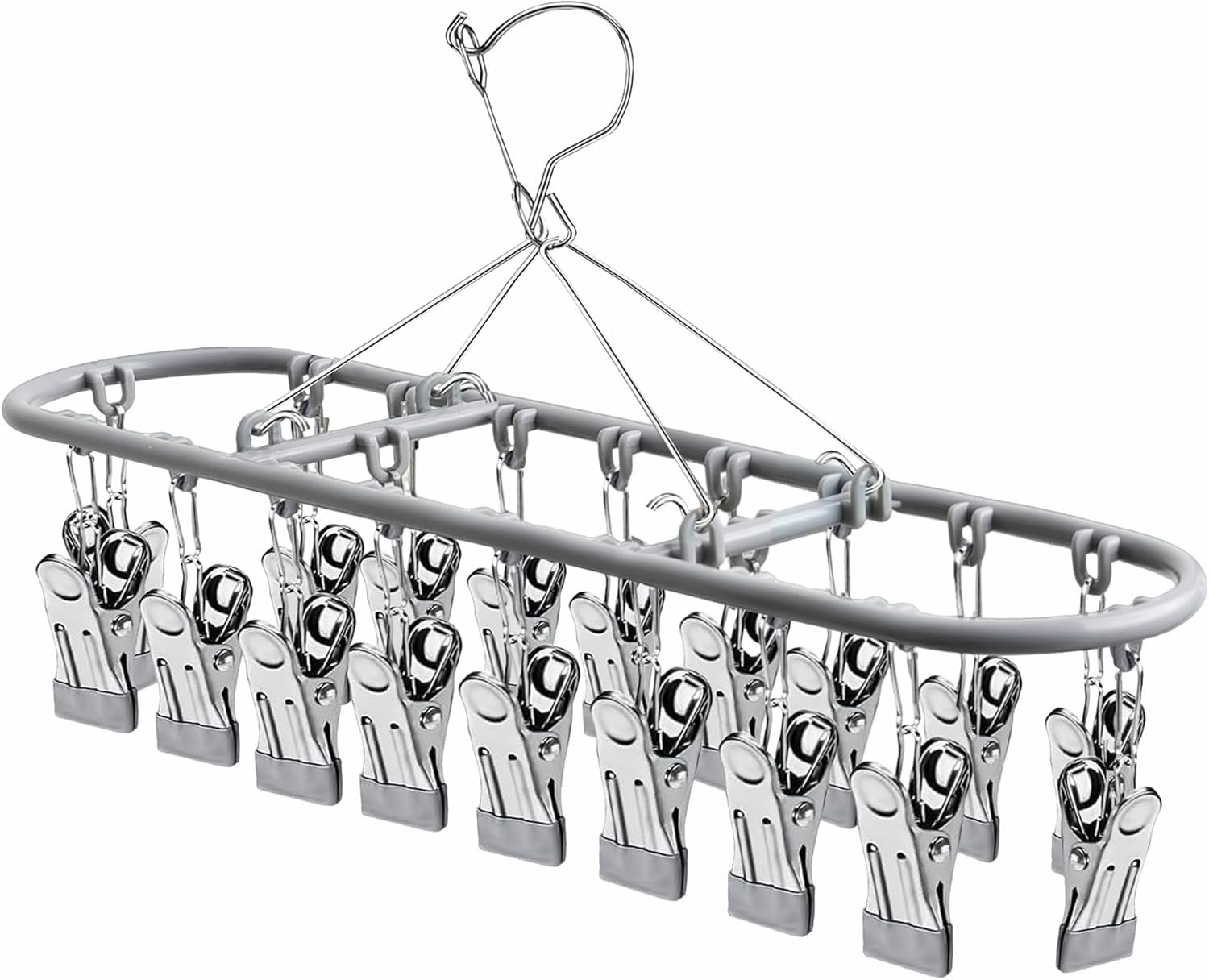 PHYDELU Drying Rack Clothing with 20 Clips，Sock Hanger for Drying，Hanging Clothes Dryer Underwear Hangers Racks Laundry Herb Socks Panty Wet Bra Lingerie Baby Delicates Foldable Small Indoor Metal