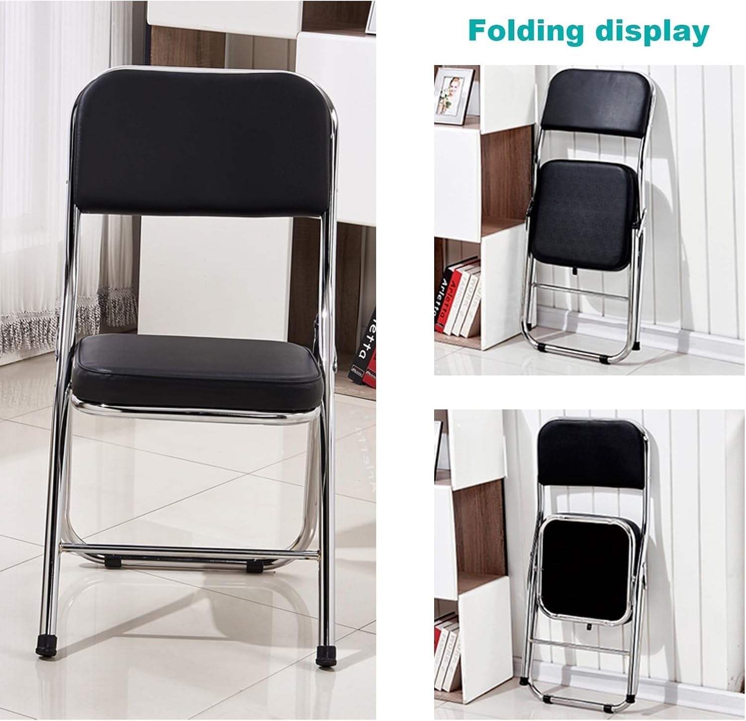 4 Pack Folding Chairs with Padded Cushion and Back, Padded Folding Office for Home and Office,(Purple)
