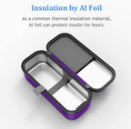 SHBC Medical Cooler Insulin Vial Carrying Travel Case Protector for Diabetic with One Ice Pack Black-Purple