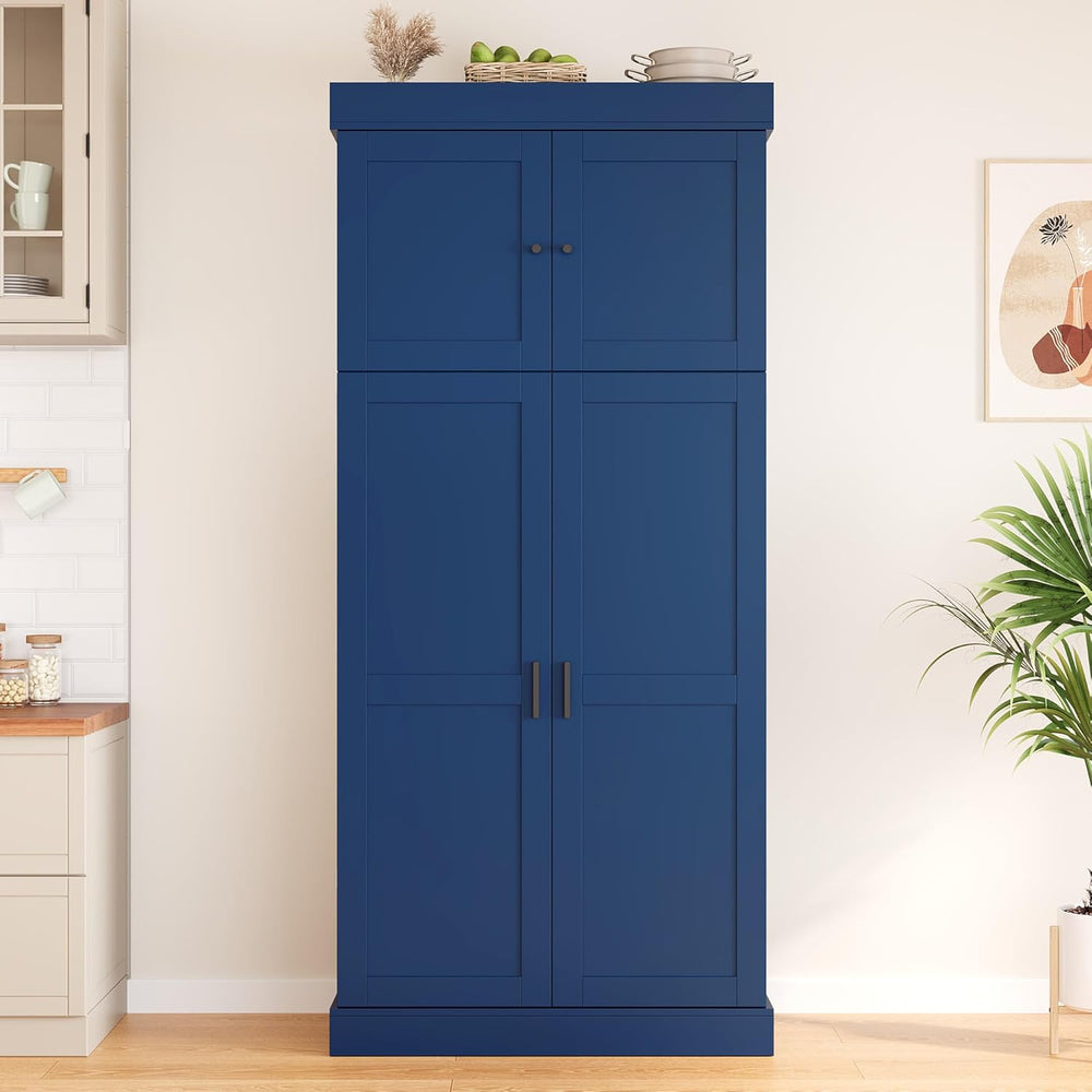 Modern Shaker Style Kitchen Pantry, 77'' Tall Freestanding Cupboard w...