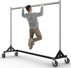 HOKEEPER Commercial Z Base Garment Rack Hold 500LBS Heavy Duty Clothing Rack Adjustable Rolling Clothes Rack for Hanging Clothes Racks on Wheels Portable Z Rack, Chrome Finish