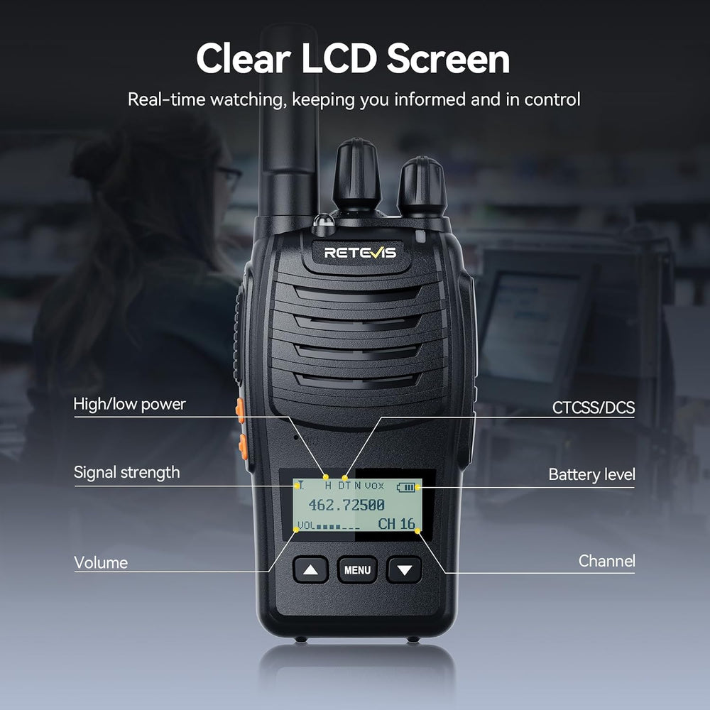 Retevis H777D Walkie Talkies with Earpiece, Long Range 2 Way Radio(6 Pack)