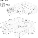 84.7" Symmetrical Convertible Sleeper Sectional Sofa Couch Bed for Living Room 4 Seater L Shaped Reversible Pull Out Sleeper Sofabed with Movable Ottoman ,2 Cup Holders ,USB Ports, Detachable Backrest