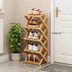 Bamboo Shoe Rack, Portable Folding Storage, No Installation, 5 Tier Stand | Free Standing, Space Saving Design, Easy To Move, Ideal For Entryway, Closet, Dorm