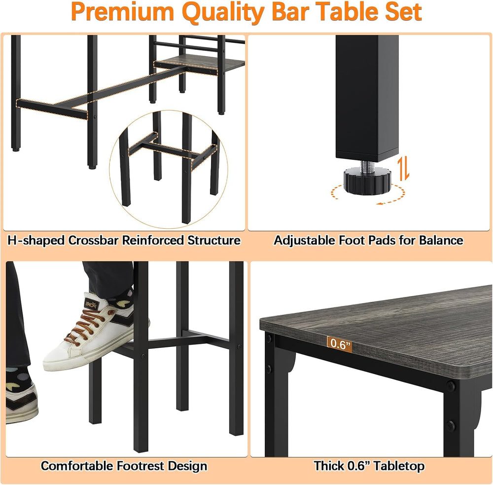 Weehom Bar Table and Chairs Set for Small Kitchens and Apartments - Space-Sav...