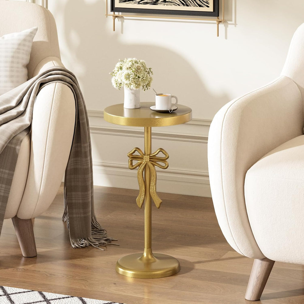 Gold Drink Table, Metal Martini Side Table - 11.9" x21.7'', Gold...