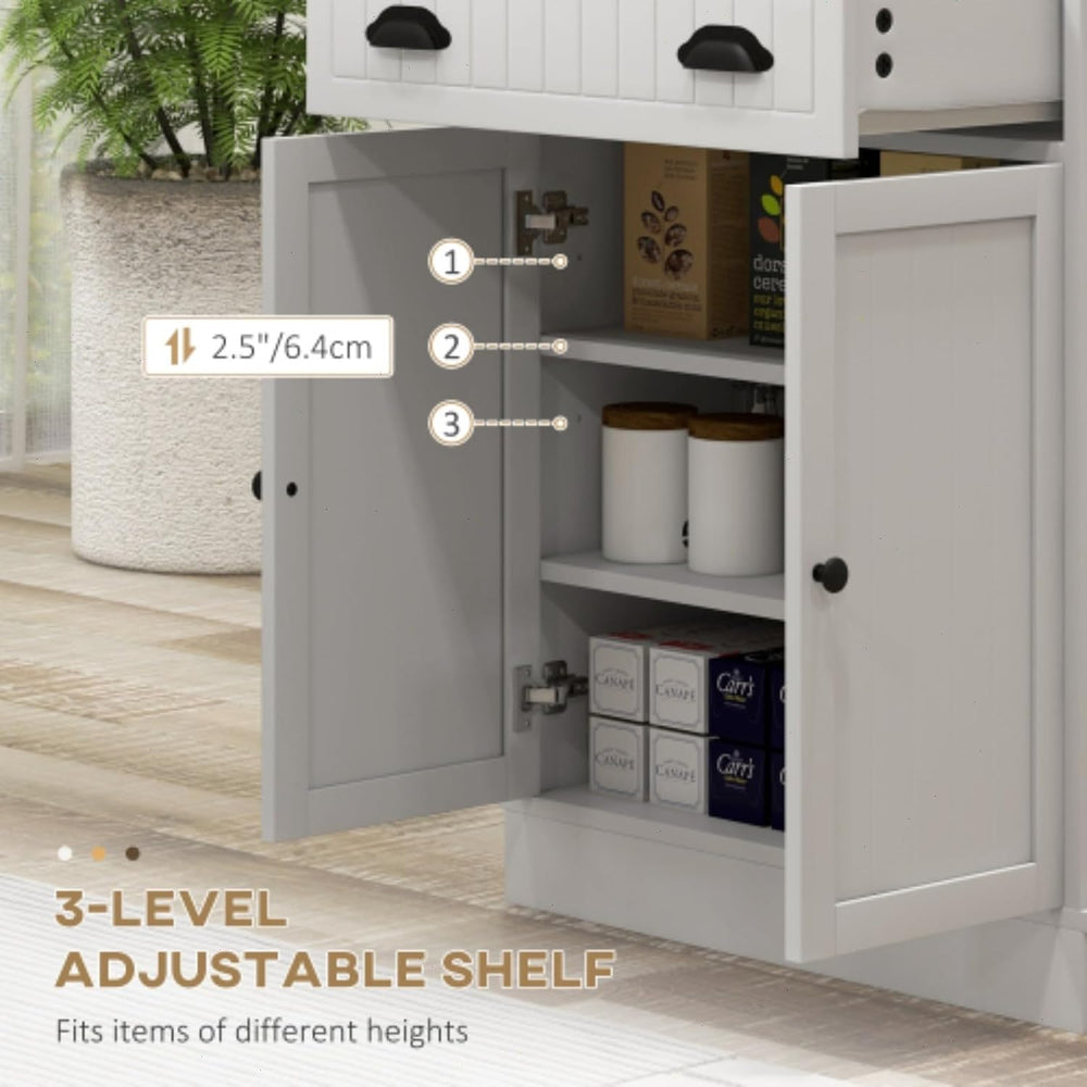 49" Kitchen Microwave Cabinet/Stand with Storage and Drawers, Pantry Sto...