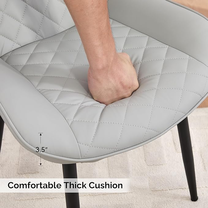 Dining Chair Set of 8, Modern Dining Chairs with Thick Cushions, Faux Leather...