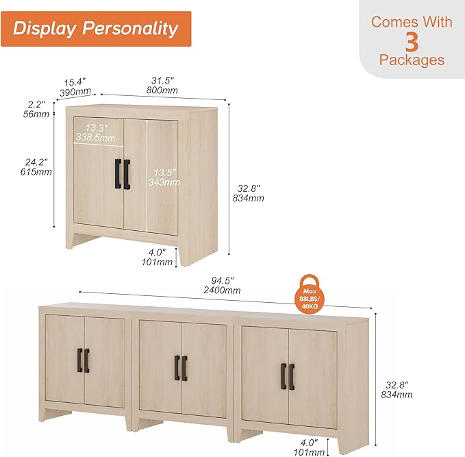 WAMPAT Farmhouse TV Stand for TVs up to 85 Inch, Rustic Wood Entertainment Ce...