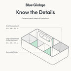 BLUE GINKGO Stackable Organizer Caddy – Korean-Made Portable Tote for Bathroom, Office, Crafts, or School Supplies (Long Rectangle, Blue)