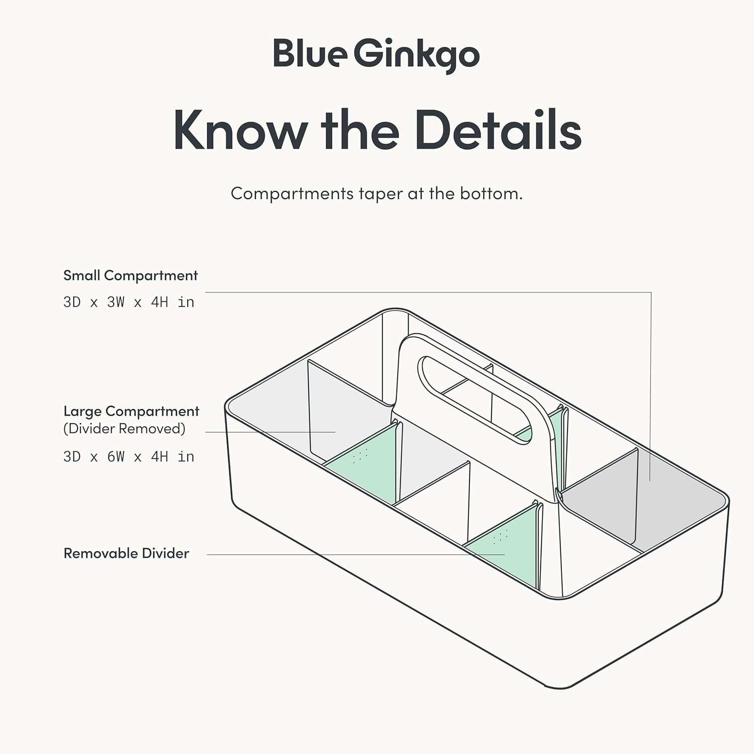 BLUE GINKGO Stackable Organizer Caddy – Korean-Made Portable Tote for Bathroom, Office, Crafts, or School Supplies (Long Rectangle, Blue)