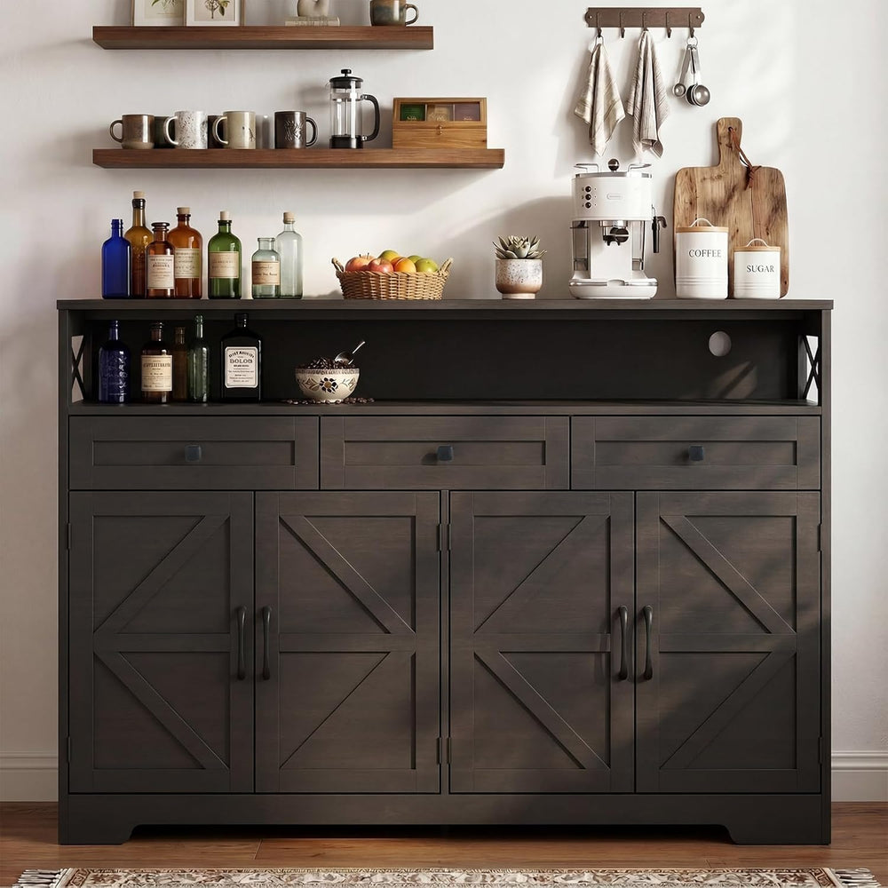 Sideboard Buffet Cabinet with Storage, 55" Kitchen Buffet Cabinet with C...