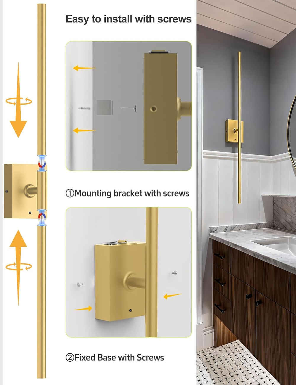 Battery Operated Wall Sconces Set of 2, Wireless Rechargeable Wall Lights