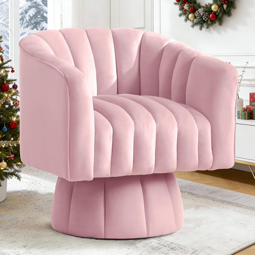 YSICK Swivel Accent Chair,360°Swivel Barrel Chairs, Mid-Century Chair with Wi...