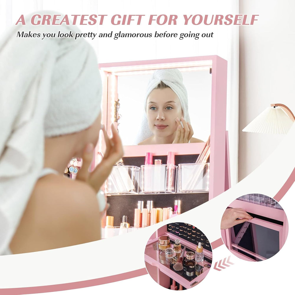 Multigot 3-Color LED Lights Jewellery Cabinet, 3-in-1 360° Swivel Jewelry Arm...