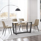 Dining Chairs, Modern PU Leather Dining Room Chair with Sturdy Metal Legs, Upholstered Seat Dinner Chairs Accent Side Chairs for Indoor Kitchen Living Room (Tan, Set of 4)