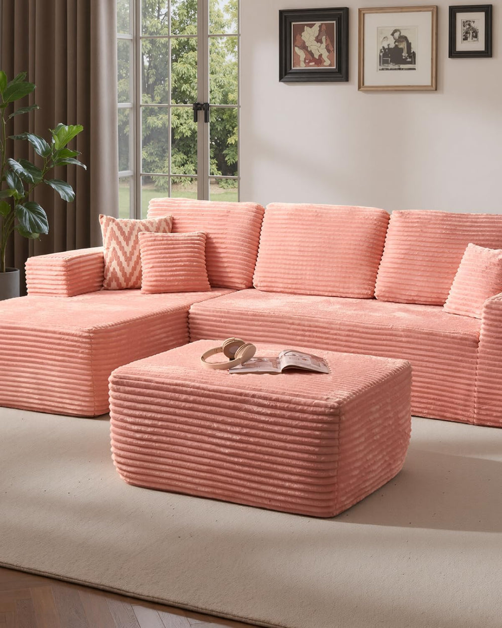 37" Plush Ottoman, Upholstered Cloud Footrest for Couch in a Box,Oversiz...