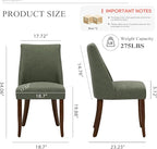 COLAMY Upholstered Dining Chairs Set of 4, Mid Century Modern Kitchen Chairs with Back, Farmhouse Fabric Side Dining Room Chairs with Wood Legs for Dining Room Restaurant, Green