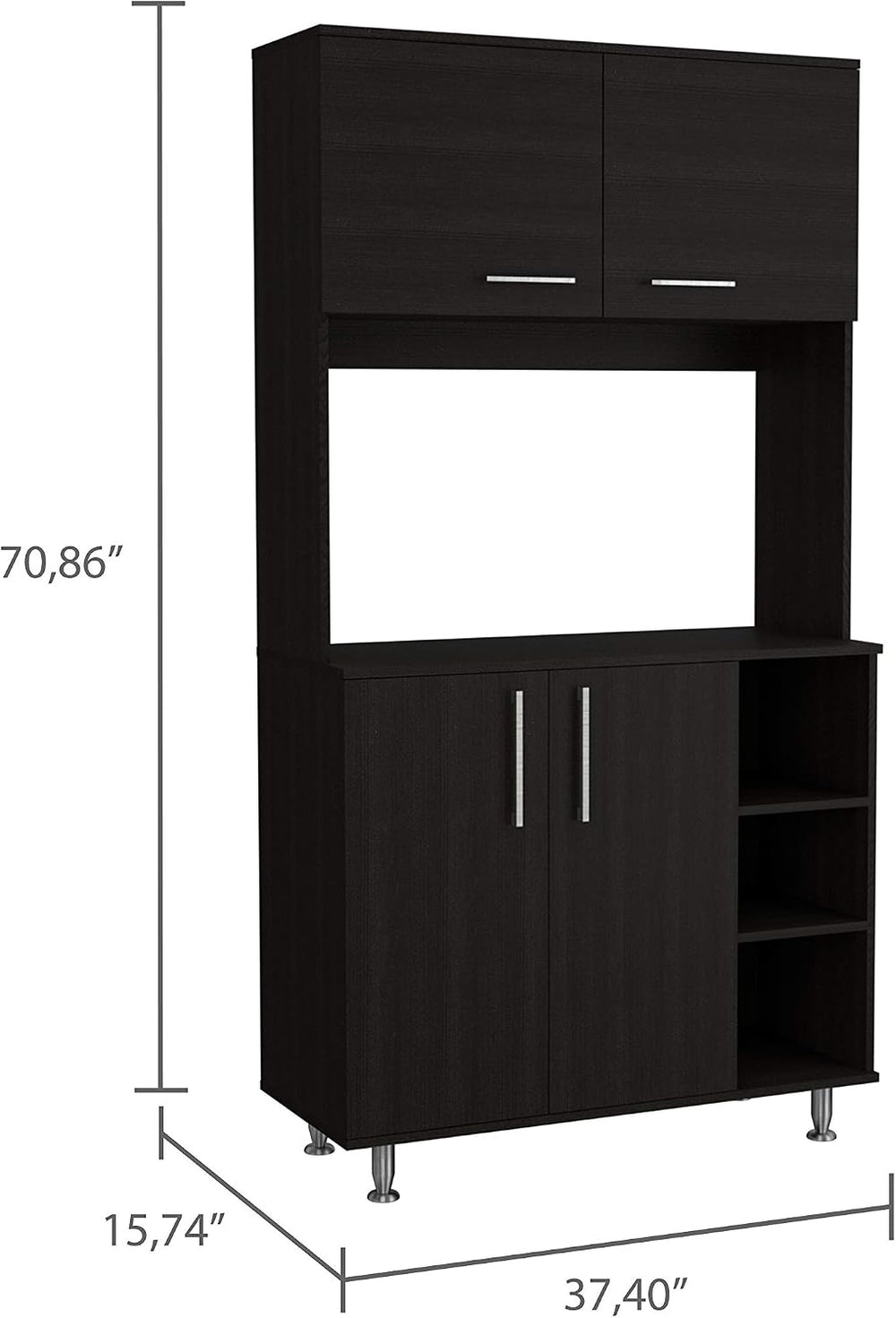 3 Shelf Pantry Cabinet Black