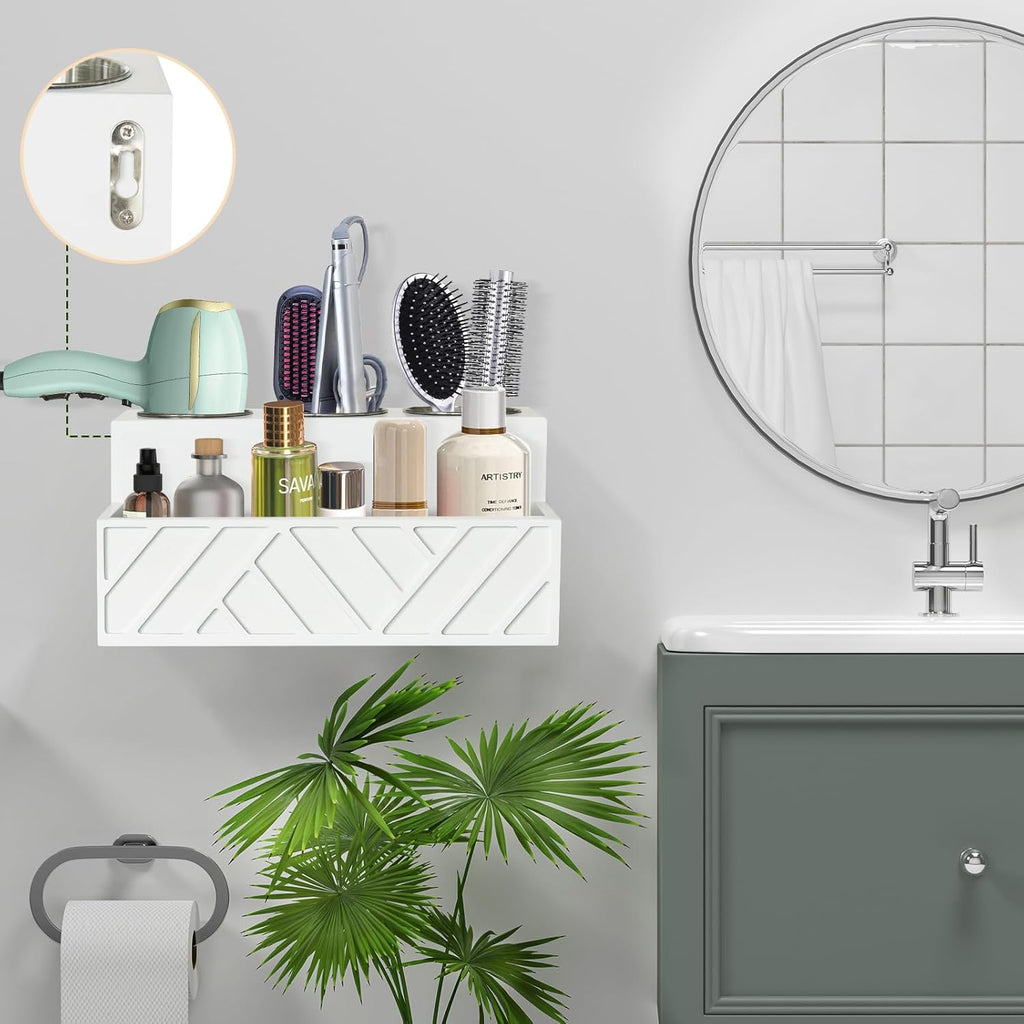 Hair Tool Organizer, Hair Dryer Holder Wall Mounted, Bathroom Countertop Organizer for Bathroom Accessories, Blow Dryer Organizer for Curling Iron, Hair Styling Tools, Vanity Organizer for Makeup