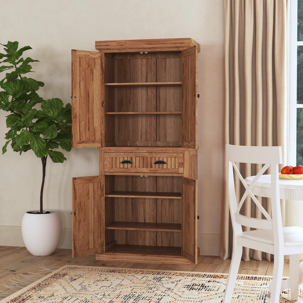 Homestyles Nantucket Natural Wood Pantry with Four Doors