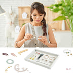 2pcs/Set Velvet Jewelry Tray, Grids Large Storage Tray for Bracelet Bangle Beads Display, Jewellery Organizer Box Tray for Home Drawer or Shop Store Selling Show (Grey Velvet)