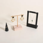 GemeShou earrings T display stands for selling, small earring holder jewelry stand with 4 holes on bar, wood earring hanger for boutique display【Beech】