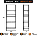 5-Tier Metal Shelf, 250 lb/Shelf, NSF, Black, 14x24x59 in | NSF certified for food-safe pantry, kitchen and commercial prep areas
