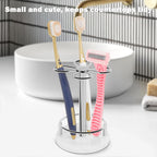 HarJue Toothbrush Holder Stand for Bathroom, Metal Toothbrush Organizer with Marble Base, Toothbrush Storage Collection for Family, Suitable for Home Hotel Countertop Vanity (Small, Chrome Finish)