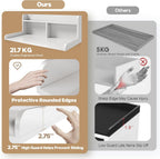 2-Tier Washer Dryer Countertop, 18.5" Raised Height Laundry Countertop with Edge Rails and Non-Slip Pad, 54"W x 27.55"D Washer and Dryer Topper for Laundry Room Storage Organization (White)