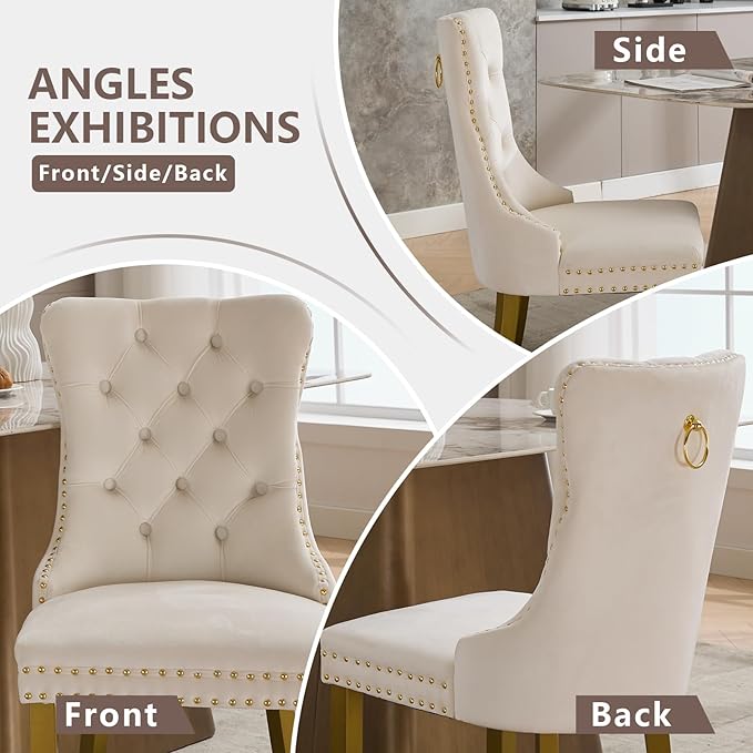 Velvet Dining Chairs Set of 6, Kitchen & Dining Room Chairs, Upholstered ...