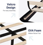Allewie Queen Size Platform Bed Frame with Velvet Upholstered Headboard and Wooden Slats Support, Fully Upholstered Mattress Foundation/No Box Spring Needed/Easy Assembly, Black