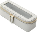 Aveniee Clear Makeup Brush Bag, Slim Brush Holder Cosmetic Case, Small Travel Toiletry Bag for Women, Thin Make up Bags with Zippers, Cute Travel Essentials Srorage Bag.Grey