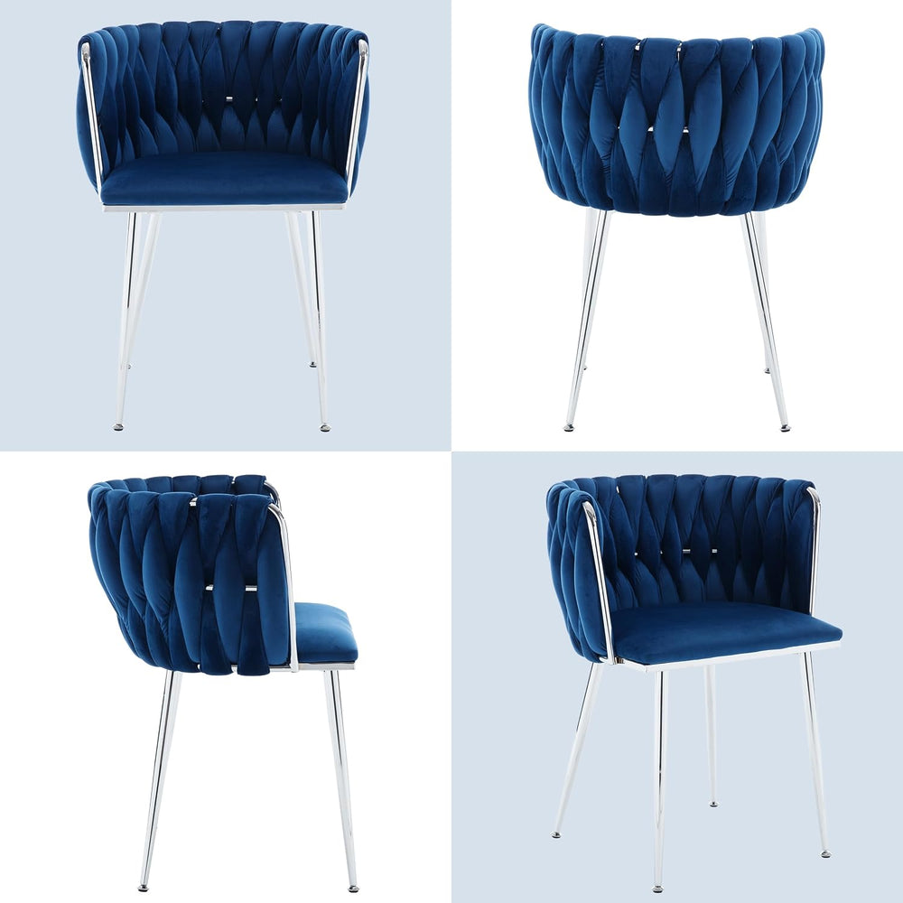 Velvet Dining Chairs Velvet Woven Upholstered Dining Room Chair Modern Armres...