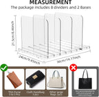Bag & Purse Organizer for Closet Stackable Acrylic Shelf Dividers for Closet Organization, Clear Handbag Purse Storage Organizer Divider, Keep Clutch, Wallet, Pocketbook Upright, 2 Pack