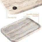 Marble Vanity Trays, Travertine Bathroom Tray, Decorative Tray for Dresser Countertop, Grey Stone Serving Holder for Kitchen, Storage Trays for Perfume, Jewelry Candle Organizer
