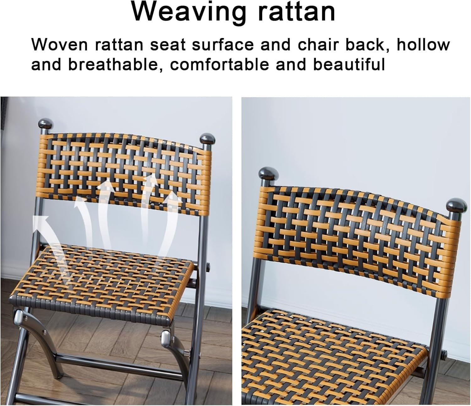 Woven Rattan Folding Chair, Portable Foldable for Home Use, Foldable for Outside, Suitable for Backyard,(85cm/33in)